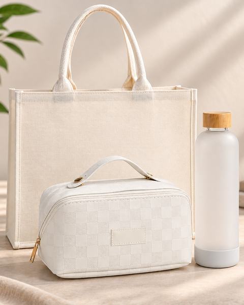 Ecobag, necessaire e garrafa para personalizar com a marca da clínica