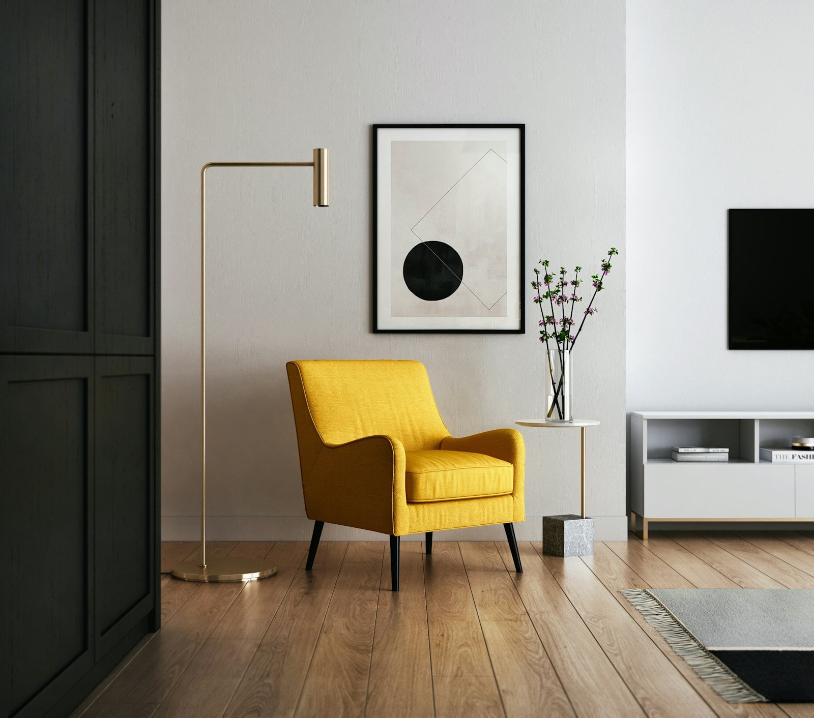 Sala de estar moderna projetada com design de interiores