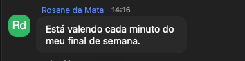 Chat do Zoom, Rosane da Mata: está valendo cada minuto do meu final de semana