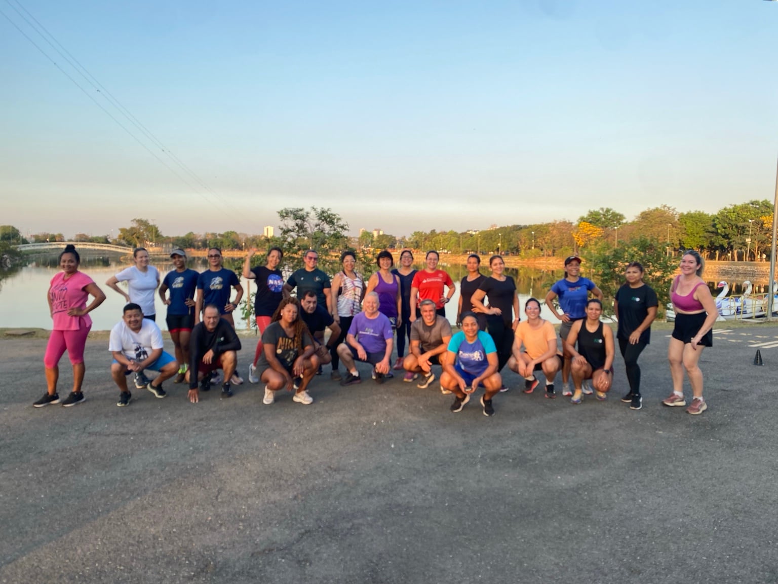 Alunos reunidos após o treino
