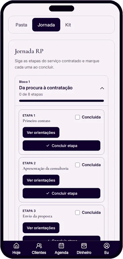 Tela Jornada da Cliente