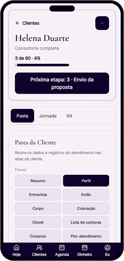 Tela Pasta da Cliente