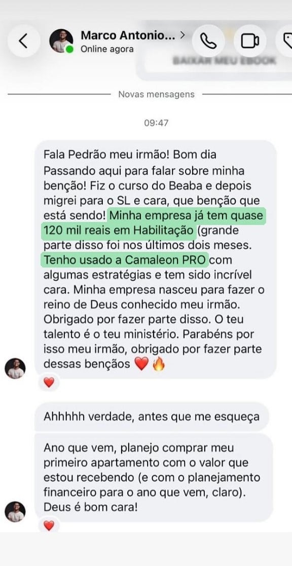 Print do depoimento de Marco Antonio